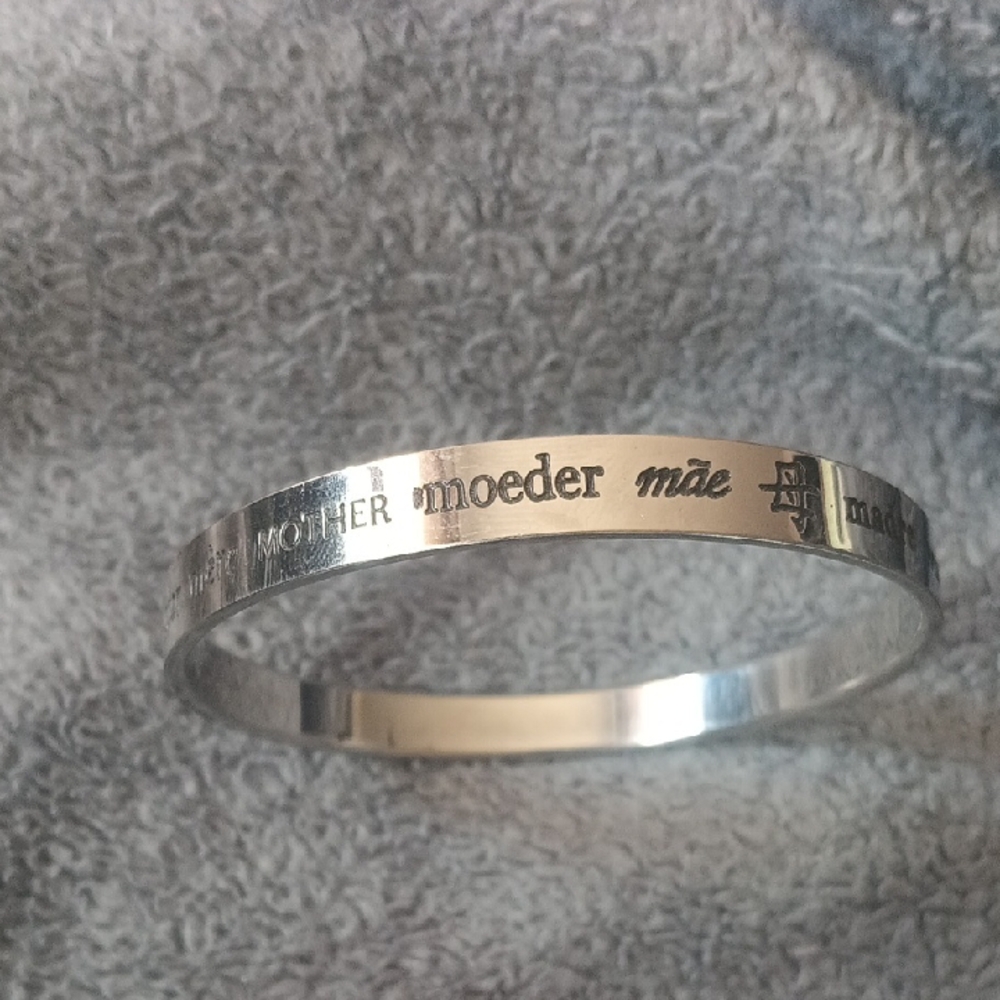 Silver Engraved Bracelet, Mother In Many Languages